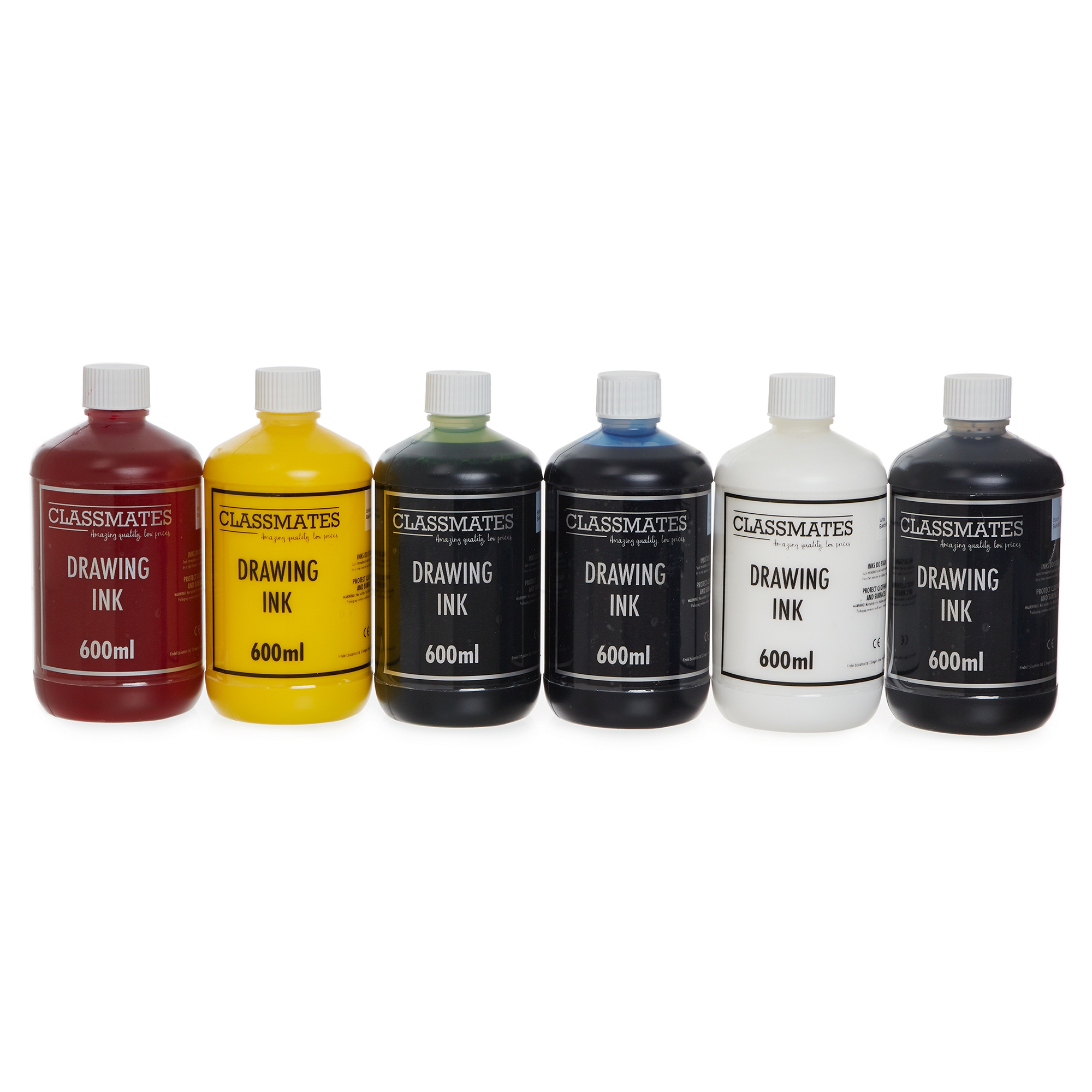 Classmates Drawing Inks in Assorted - Pack of 6 - 600ml Bottle